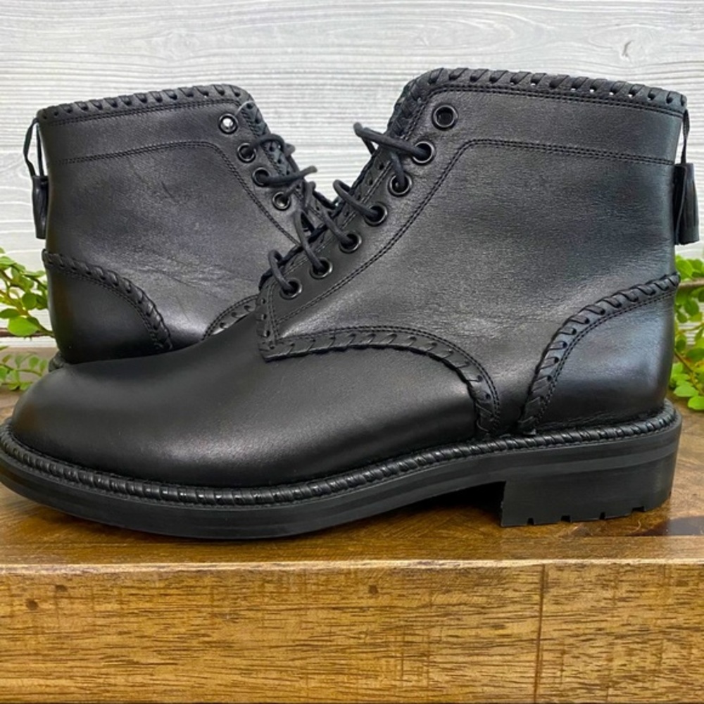 Saint Laurent Black Combat Boots with Tassels - Picture 2 of 15
